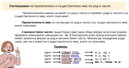 Съгласуване на прилагателно и съществително име